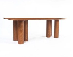 Ensemble de salle à manger en bois de style mid-century modern, 6 pièces, chaises à dossier rembourré, table rectangulaire, meubles pour la maison - Product Image 2