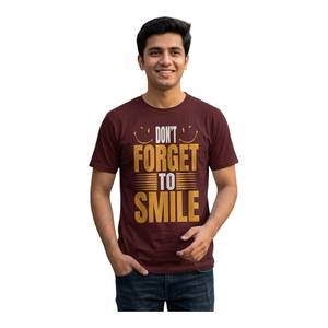 T-shirt à manches courtes pour homme en coton 100% personnalisé avec l'impression « Don't Forget Smile » - Respirant et écologique - Disponible jusqu'à la taille 7XL - Product Image 1