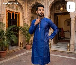 Premium Quality Two-Tone Sherwani <b>Silk</b> with Zari Weaving Readymade Full-Sleeve Knee-Length <b>Kurta</b> Collection Supplier from India - Product Image 6