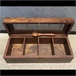 Eco Friendly Wooden Spice Organizer Handmade Masala <b>Box</b> High Quality Kitchen Storage for <b>Herbs</b> - Product Image 6