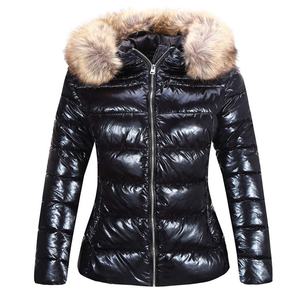 ผู้ผลิตเสื้อโค้ทกันหนาวแบบพองตัวสำหรับผู้หญิง  แบบมีฮู้ดยาว  ขนเฟอร์เทียมสีทอง  ขายส่ง - Product Image 1