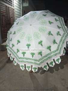 Parasol de jardin pliant en tube de fer à motif unique imprimé en relief, style bohème indien, parasol de plage, protection solaire pour patios, fait main - Product Image 2