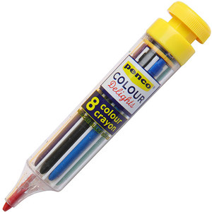 HIGHTIDE PENCO 8-Color <b>Crayon</b> FT058 | Retractable Multi-Color Design | American Retro Style | Portable Art Tool - Product Image 1