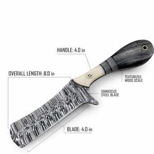 Couteau de boucher en acier Damas, manche en bois Pakka et os, pour ranch, ferme, cadeau, EDC, avec étui, vente en gros, B2B, fabricant OEM - Product Image 2