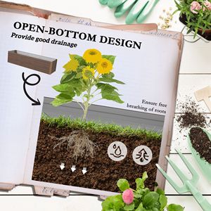 Kit Letto da Giardino Rialzato Zincato 8x2x2ft, Contenitore in Legno Marrone Scuro con Bordo di Sicurezza per Fiori, Erbe e Verdure, Peso 5kg - Product Image 5