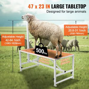 Soporte Metálico Ajustable en Altura para Cabras y Ovejas de 47x23 Pulgadas, Equipo para Ordeño y Esquilado de Ganado de 21 a 33 Pulgadas - Product Image 3