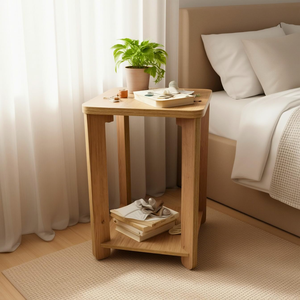 Table d'appoint élégante en bois massif, table d'appoint en bois massif, table de chevet artisanale, meuble compact pour salon - Product Image 1
