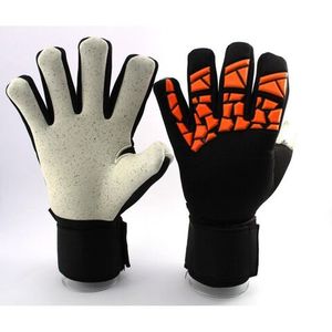 Breathable Goalkeeper Gloves Black With Orange Pattern <b>Full</b> Finger Non <b>Slip</b> Breathable Adjustable Wrist Strap Unisex - Product Image 1
