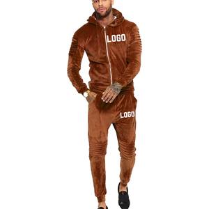 Survêtement en velours surdimensionné personnalisé pour hommes, ensemble 2 pièces en velours, veste zippée intégrale et pantalon, tenue de jogging en velours, ensemble de survêtement - Product Image 1
