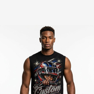 Camiseta sin mangas con estampado de diamantes de imitación y gráficos personalizados, 100% algodón jersey, estilo vintage moderno, para uso unisex. - Product Image 6