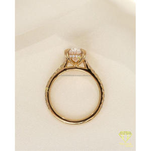 Anillo de compromiso de moissanita con corte ovalado, plata de ley 925, chapado en oro, solitario, joyería nupcial para mujer, anillo de lujo - Product Image 2