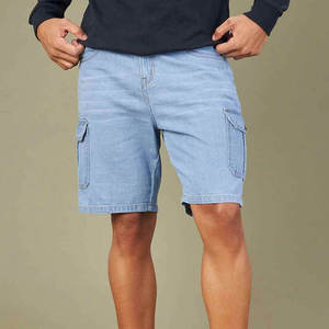 Shorts en jean classiques bleu clair pour homme, coupe slim moderne, style urbain, décontractés pour l'été - Product Image 6