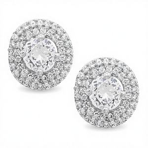 Pendientes de Plata de Ley 925 con Moissanita Redonda, Pendientes de Joyería Modernos con Forma de Flor para Mujer, para Europa y América - Product Image 1