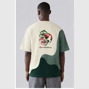Camiseta Oversize de Hombros Caídos de Poliéster/Algodón Tejido, Suministro del Fabricante, Estampado Personalizado, Camiseta Unisex Lisa para Hombre, Estilo Urbano - Product Image 2