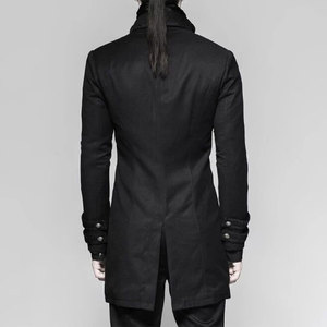 Abrigo Gótico Negro Steampunk Rock para Hombre, Estilo Vampiro, Uniforme de Mezcla de Algodón, Estilo Punk - Product Image 4