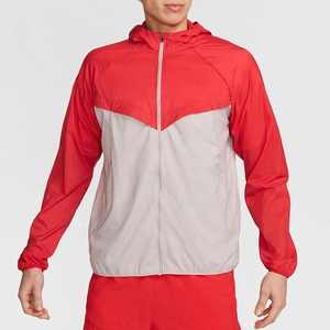 เสื้อแจ็คเก็ตผู้ชายสีแดงและสีเทาแบบมีฮู้ด ป้องกันลม สไตล์สปอร์ต พร้อมซิปปิด เหมาะสำหรับใส่ในฤดูใบไม้ผลิ - Product Image 1