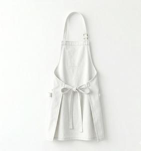 <b>White</b> Cotton <b>Apron</b> With 3 Pockets Adjustable Neck Strap For Restaurant Bar Use Unisex Woven Fabric Snap Closure - Product Image 2
