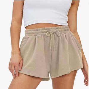 Shorts décontractés noirs pour femmes, taille élastique, légers, pour l'été, pour la détente, à porter au quotidien - Product Image 2