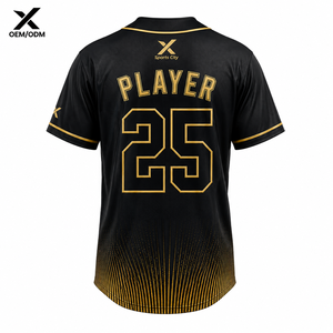 Maillot de baseball X Sports City sublimé, anti-humidité, séchage rapide, boutonné sur le devant, manches courtes, col en V, unisexe adulte, toutes saisons - Product Image 2
