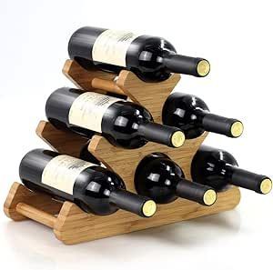 Moderno Estante para Vino Rectangular de Bambú Hecho a Mano, Soporte de Almacenamiento para 6 Botellas, para Bar en Casa o Restaurante - Product Image 1