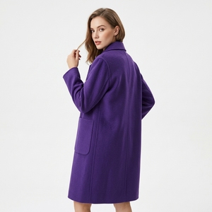 Wholesale Purple <b>Winter</b> Women's Breathable Eco-Friendly Woolen <b>Coat</b> Standard <b>Thickness</b> Full Sleeve Long Casual <b>Coats</b> - Product Image 5