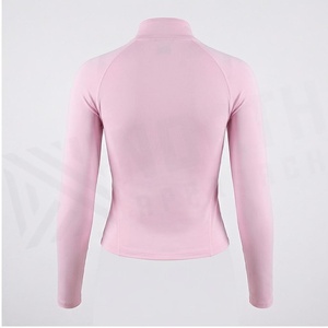 เสื้อแจ็คเก็ตโยคะสีชมพู แขนยาว ซิปด้านหน้า ระบายเหงื่อได้ดี ระบายอากาศได้ดี ชุดกีฬาผู้หญิง สีพื้น ดีไซน์ไร้ตะเข็บ - Product Image 2