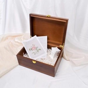 Eco-Friendly Rectangle <b>Wooden</b> <b>Box</b> for Jewelry Gift Storage-Soft Interior for Delicate Items Christmas Chinese New Year Tabletop - Product Image 1