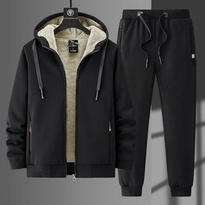 PREDATEX INDUSTRIES Autumn Unisex Warm Fleece 2 1 Breathable Heavyweight Sportswear <b>Tracksuit</b> Hoodie + Pants Solid <b>Velvet</b> 100% - Product Image 3