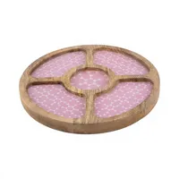 Dessert Server Plateau en bois d'acacia à 5 sections en style floral pour servir le petit déjeuner apéritif café thé pour le camping