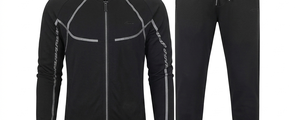 Ensemble de survêtement sportif respirant pour homme, manches longues, fermeture éclair, col montant, noir uni, polyester, tenue d'entraînement athlétique, automne, taille régulière - Product Image 5