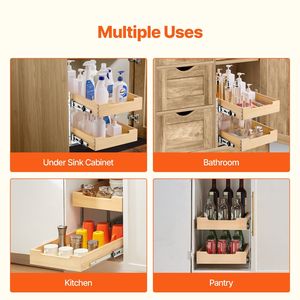 Organizzatore per armadio estraibile a 2 livelli con chiusura morbida cassetto in legno 14 "W X 21" D - Product Image 6