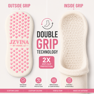 Custom Logo Non-Slip Yoga <b>Socks</b> Double <b>Grip</b> Technology Anti-Slip Indoor Gym Barre Women Thin Knitted Made In Vietnam JZVINA - Product Image 1