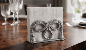 Porte-serviettes décoratif moderne en aluminium texturé moulé, article de vaisselle pour cuisine et salle à manger, lot en gros - Product Image 3