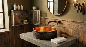 Vasque en cuivre foncé martelé, finition bronze antique, lavabo de salle de bain de luxe fait main, lavabo décoratif rustique en cuivre - Product Image 5