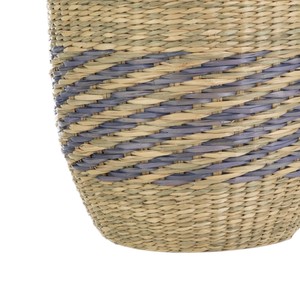 Panier en jacinthe d'eau naturelle avec accent tressé violet, panier de rangement décoratif pour étagère, salle de bain, chambre, maison - Product Image 4