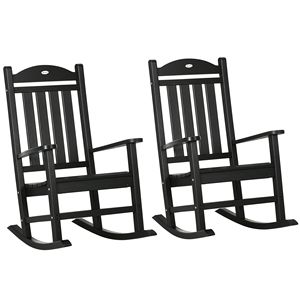 <b>Black</b> HDPE Outdoor <b>Rocking</b> <b>Chair</b> Duo with Armrests Comfortable Harmony <b>Rocking</b> <b>Chair</b> Set - Product Image 1