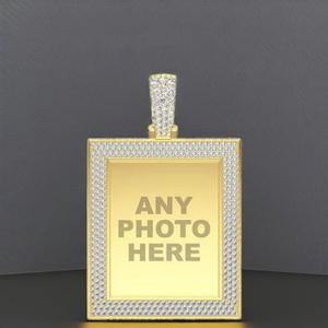 Collar con Colgante de Diamante Cultivado en Laboratorio, Chapado en Oro Amarillo sobre Plata de Ley 925, Personalizado con Foto, Estilo Hiphop, Elegante y Fino para Niños - Product Image 6