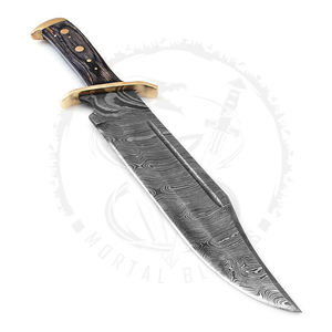 Couteau Bowie haut de gamme en acier Damas avec étui, couteau de chasse fait main à lame fixe pour le camping en plein air - Product Image 2