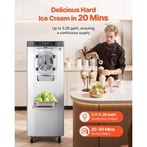 Machine à glace dure commerciale 2400W, production de 3,17 à 5,28 gallons par heure, cylindre en acier inoxydable 304 de 10L, nettoyage automatique, panneau LED - Product Image 2