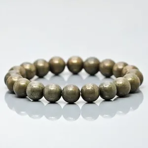 Natural Pyrite 8mm Smooth Round AA Grade Gemstone Beads <b>Stretch</b> <b>Bracelet</b> Healing Jewelry Wholesale - Product Image 3