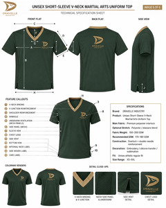 Chemise d'entraînement d'arts martiaux pour homme, col en V, vert, respirante, en polyester, uniforme pour la pratique du karaté et du taekwondo - Product Image 5
