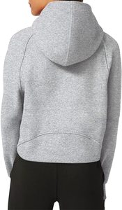 Women Zip up Crop Hoodie Fleece Lined Collar Pullover Quarter Zipper Hooded Sweatshirt Long Sleeve Cropped Hoodie <b>Thumb</b> <b>Hole</b> - Product Image 3