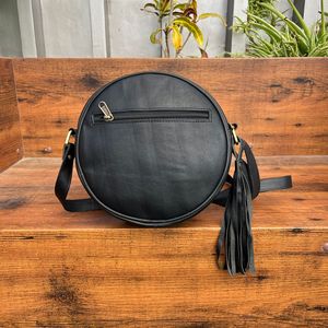 Nuevo estilo elegante pelo en cuero de piel oculta bolso de cantimplora redondo de alta calidad de moda de cuero de piel con cremallera bolsos circulares - Product Image 5