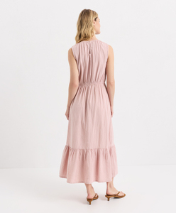 Cotton Tiered Ruffle Midi <b>Dress</b> Crew Neck Women Summer Elegant Casual <b>Dresses</b> Women's Daily Wear Loose Fit Midi <b>Dress</b> - Product Image 3