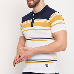 Camiseta Polo a Rayas para Hombre, Manga Corta, Algodón Tejido, Casual, Transpirable, Corte Regular - Product Image 2