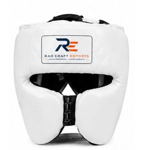 Protector de Cabeza para Boxeo RAO CRAFT EXPORTS, Cuero PU, Unisex, Equipo Deportivo de Protección para Adultos, Color Blanco Sólido, Cierre de Hebilla - Product Image 1