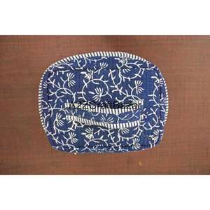 ชุดกระเป๋าเครื่องสำอางผ้าฝ้ายพิมพ์ลายบล็อก 3 ชิ้น ขนาดใหญ่ กันน้ำ ทนทาน ใช้ซ้ำได้ เหมาะสำหรับการเดินทาง - Product Image 6