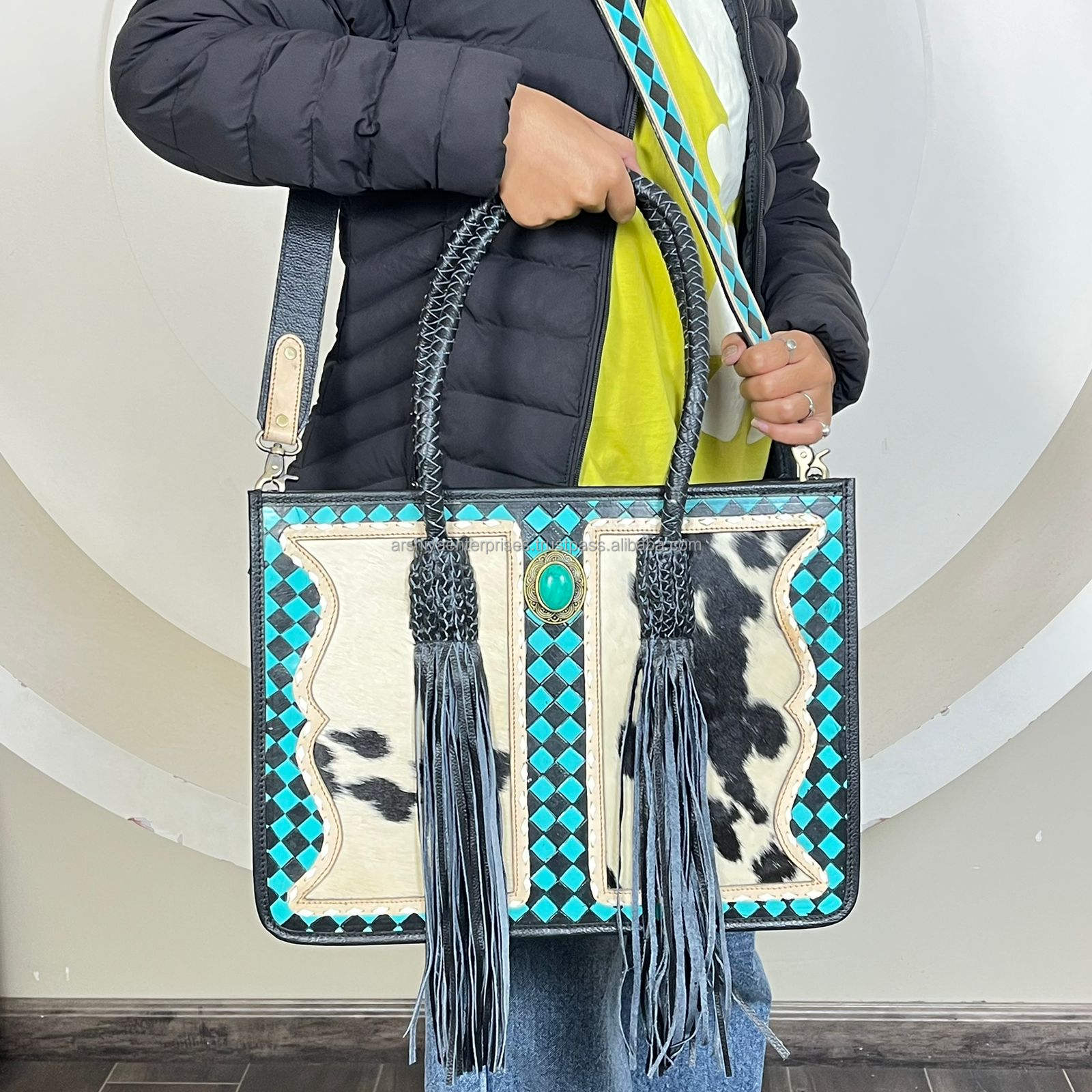 Turquoise & Black Checkered