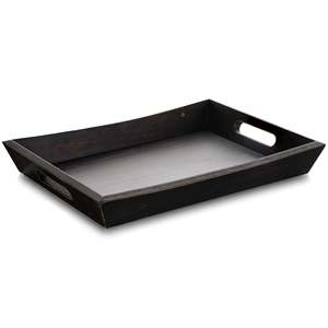 Plateau rectangulaire en bois de manguier, finition blanchie et vieillie, support de présentation surélevé avec pieds tournés, style farmhouse - Product Image 2