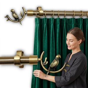 Antique Brass <b>Curtain</b> Rod Finials Parrot Design Traditional Bird Style Decorative Bracket for <b>Curtains</b> - Product Image 4